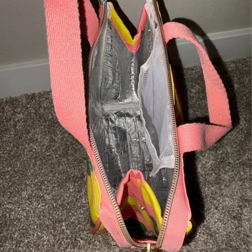 Kate Spade Insulated Lunch bag Pink Lemons Limes - Picture 6 of 8